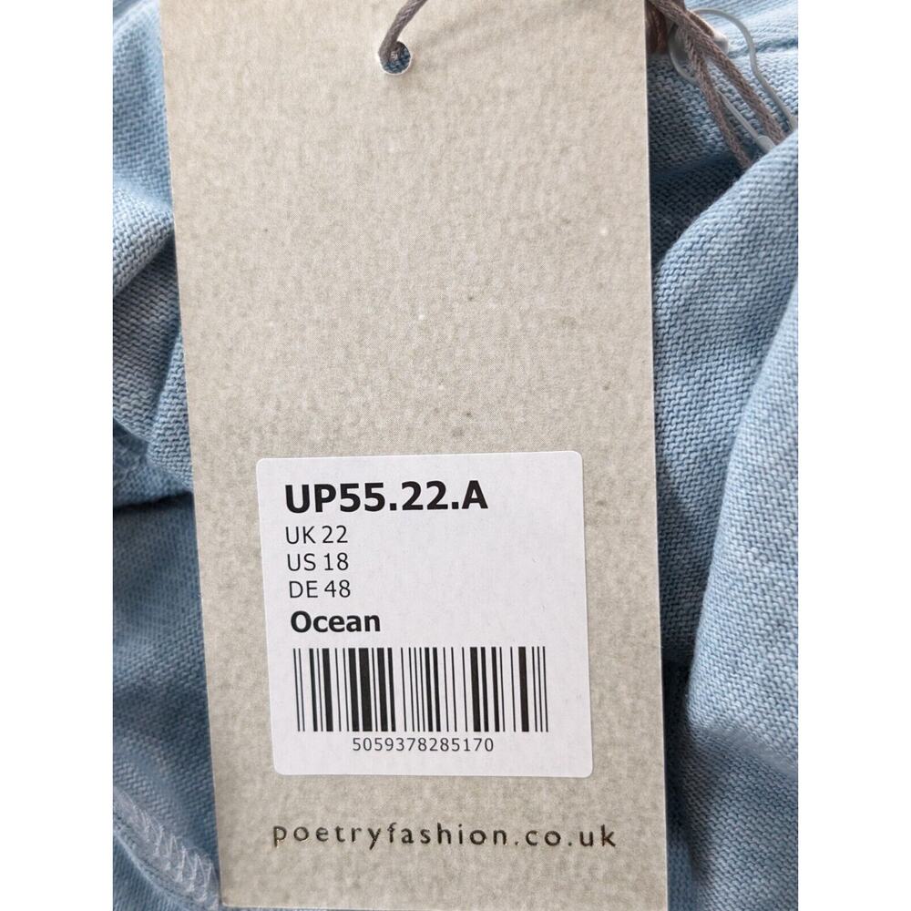 New Poetry Plus Size 18 Maxi Dress Ocean Blue Short Sleeves Pockets Hemp Cotton - Picture 10 of 11